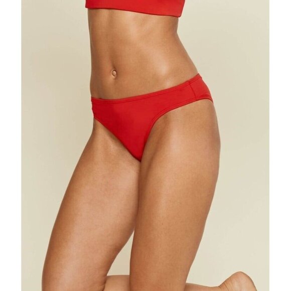 Andie Swim Womens The Cheeky Bottom‎ in Cherry Red Size Medium - Picture 1 of 9